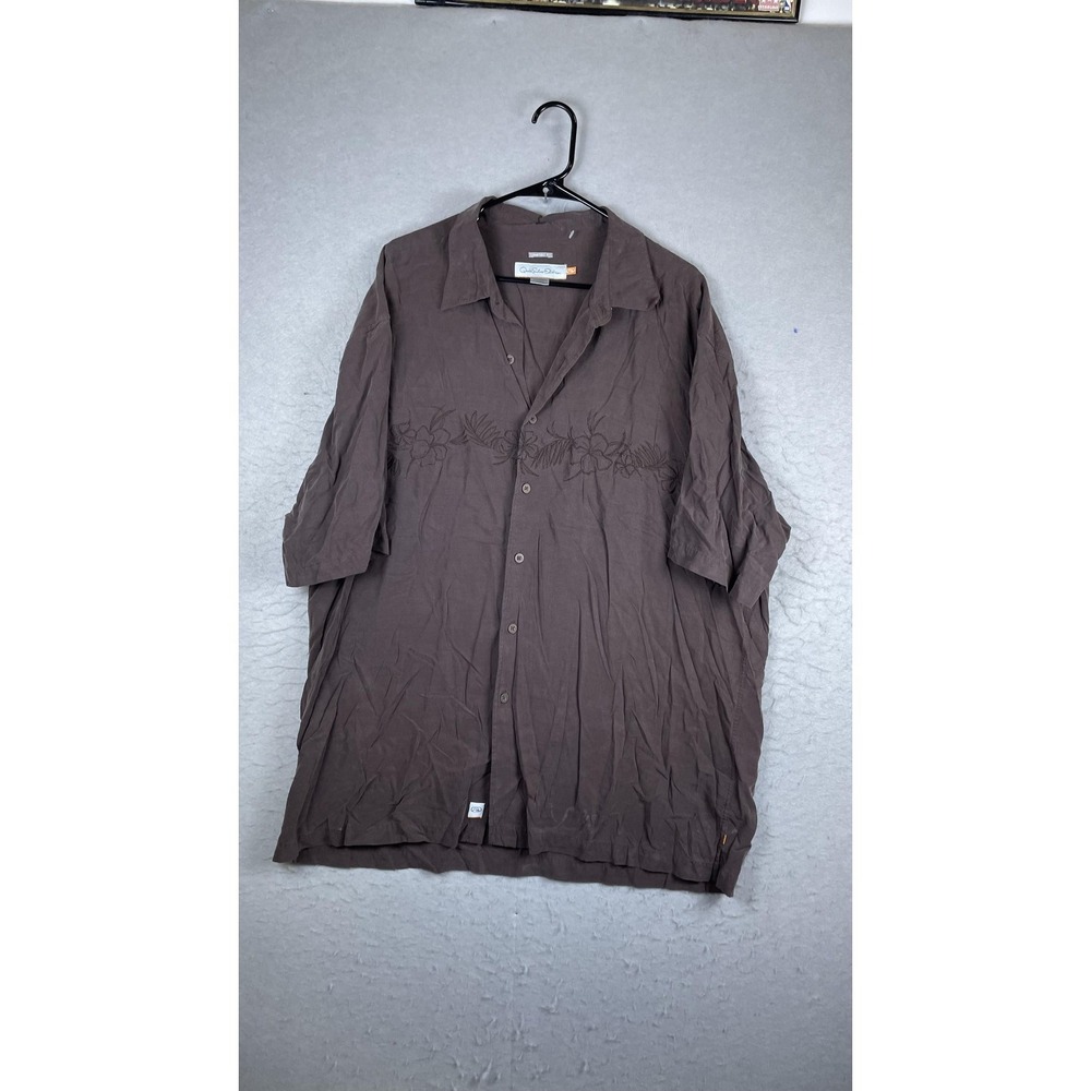 QuikSilver Edition Shirt Mens XL Brown Floral Hawaiian Short Sleeve Button Front